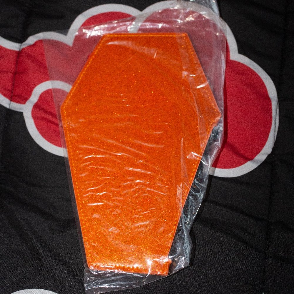 Love Pain and Stitches Pumpkin Kult Coin Coffin Bag (Orange, Purple or Black) - Picture 4 of 5